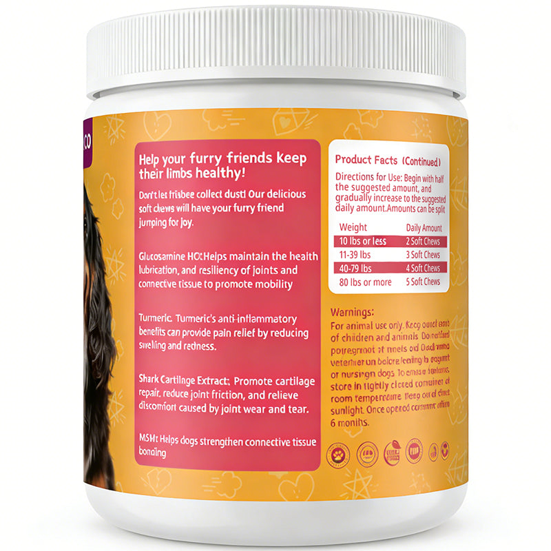 Petsco Chondroitin Soft Chews for Dogs Natural Joint Health Supplements with MSM Glucosamine & Chondroitin Sulfate 120 Soft Chews Beef Flavor