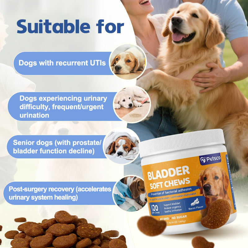 Petsco Urinary Soft Chews for Dogs Pet Treats with Cranberry D-Mannose & Astragalus for Kidney Bladder Health Immune Function Premium