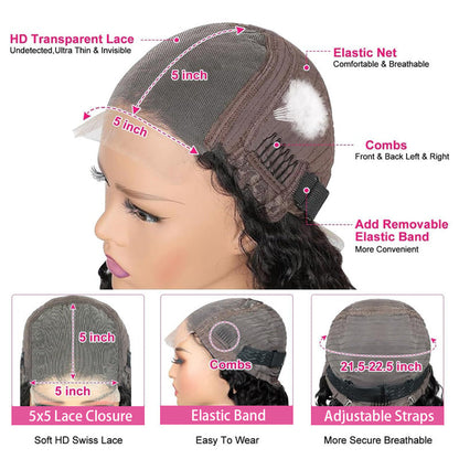 Baba Curl Bob Wig 300% Density 5x5 HD Lace Closure Egg Curl Wig 100% Human Hair Salon-Quality Luxurious